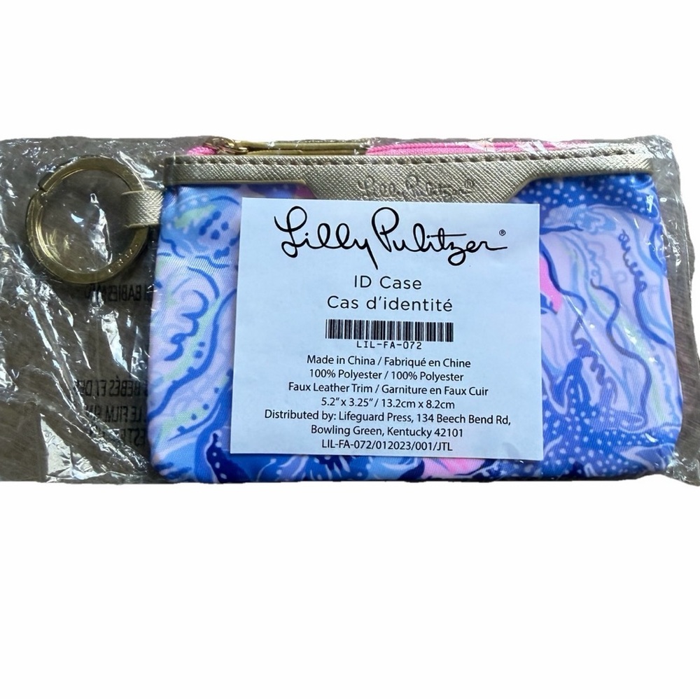 Lilly‎ Pulitzer Keychain Wallet ID Case Shade Seekers Blue Pink Pattern Tropical